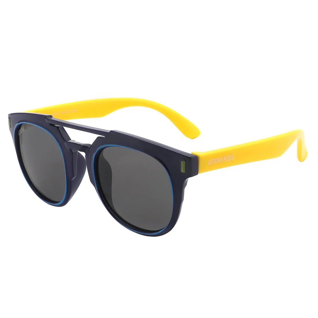 Atom Kids Polarized Round Sunglasses 100% UV 400 Protection - Black & Yellow AK4-3