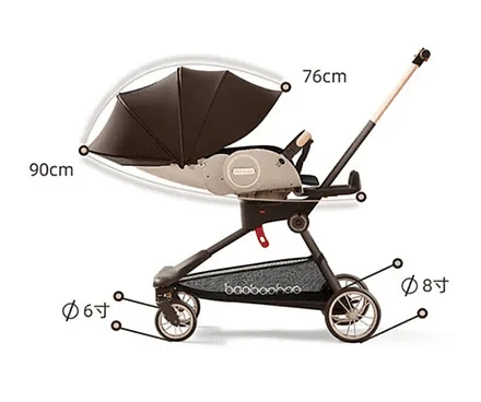 Baobaohao Foldable Stroller Carriage - Brown V9 - Image 4