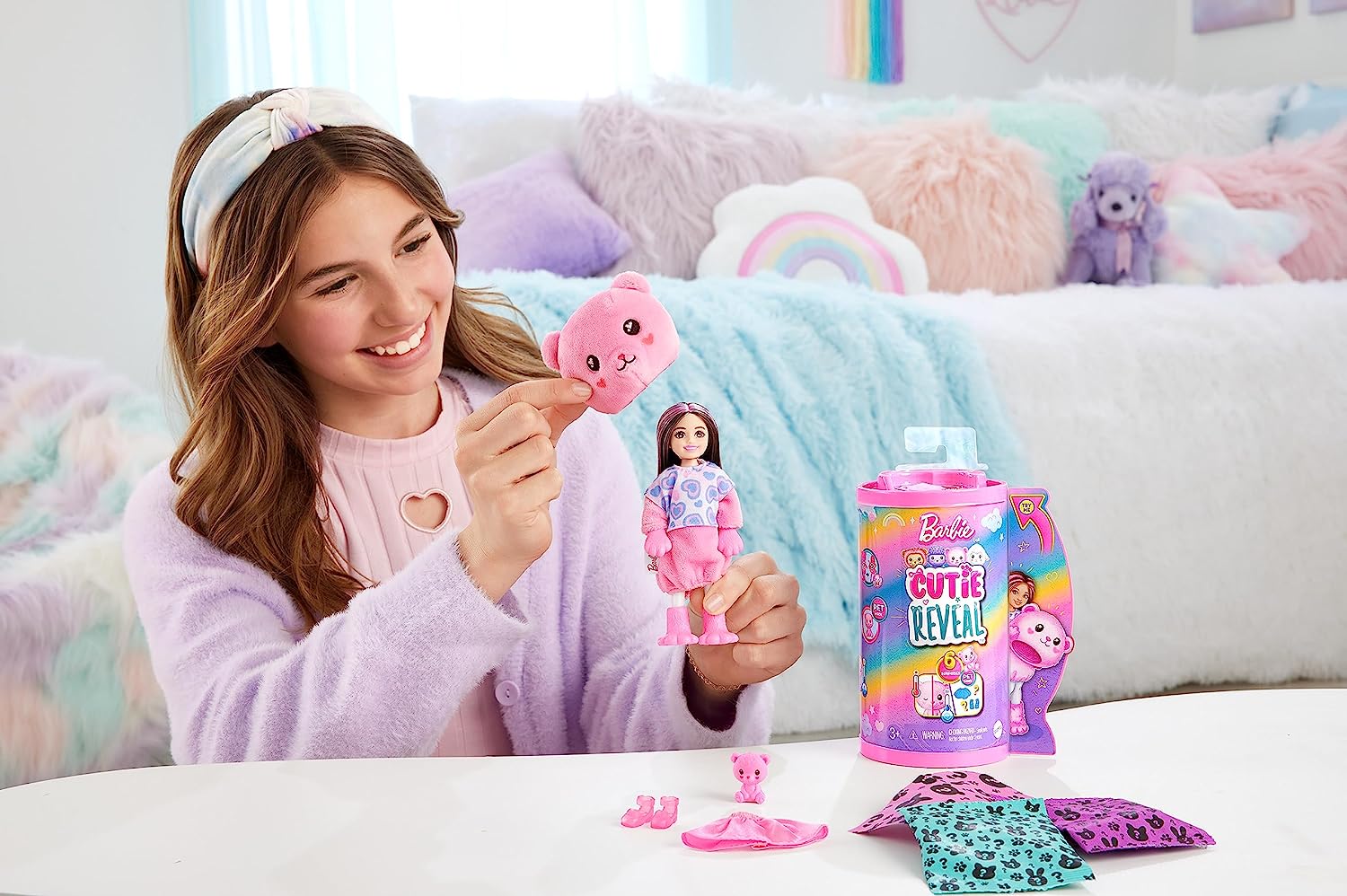 Barbie Chelsea Cutie Reveal Chelsea Cozy Cute Tees Series - Teddy HKR19 - Image 2