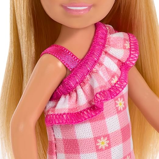 Barbie Club Chelsea Doll With Checkered Pink Dress DWJ33/HXM95 - Image 5