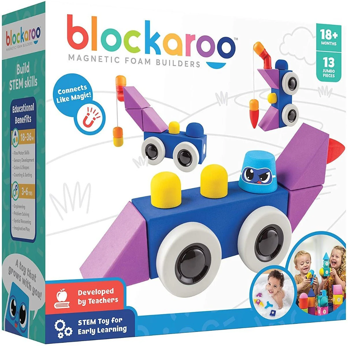 Blockaroo Magnetic Foam Building Blocks Medium Roadster