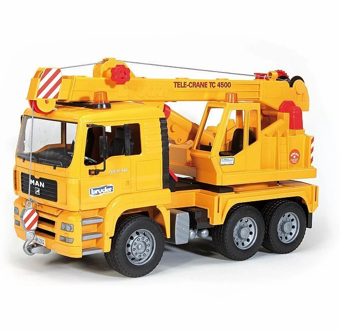 Bruder Man Yellow Crane Truck with 360 Degree Swiveling Crane 02754