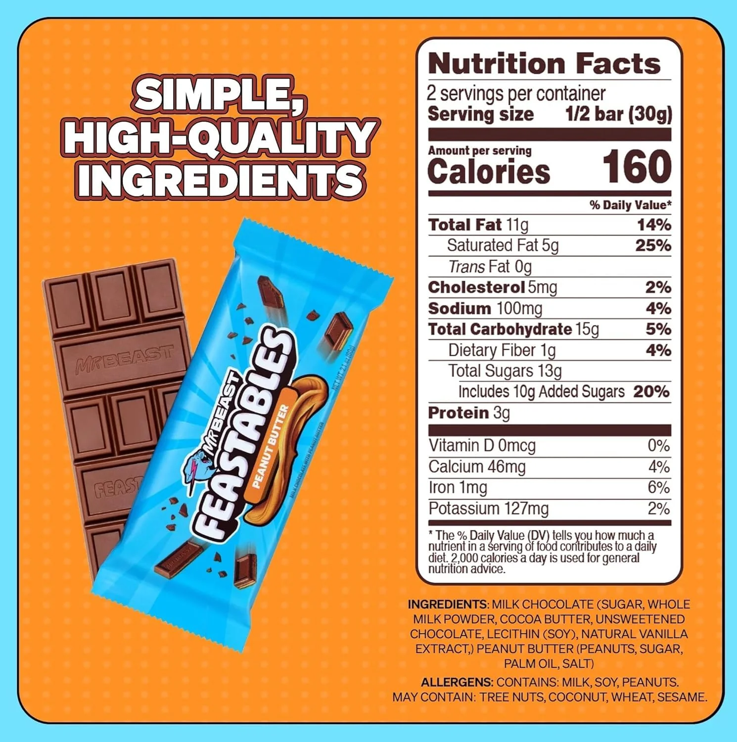 Feastables Peanut Butter Milk Chocolate 60g ESF-366 - Image 2