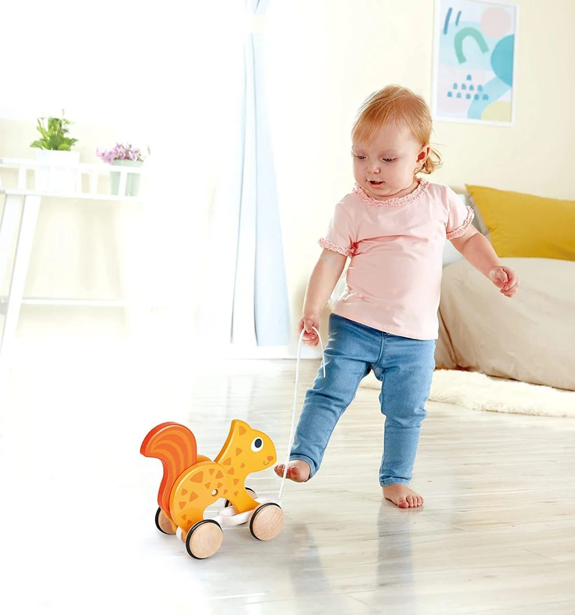 Hape Push and Pull Squirrel Wooden Pull Along Toy - Image 5