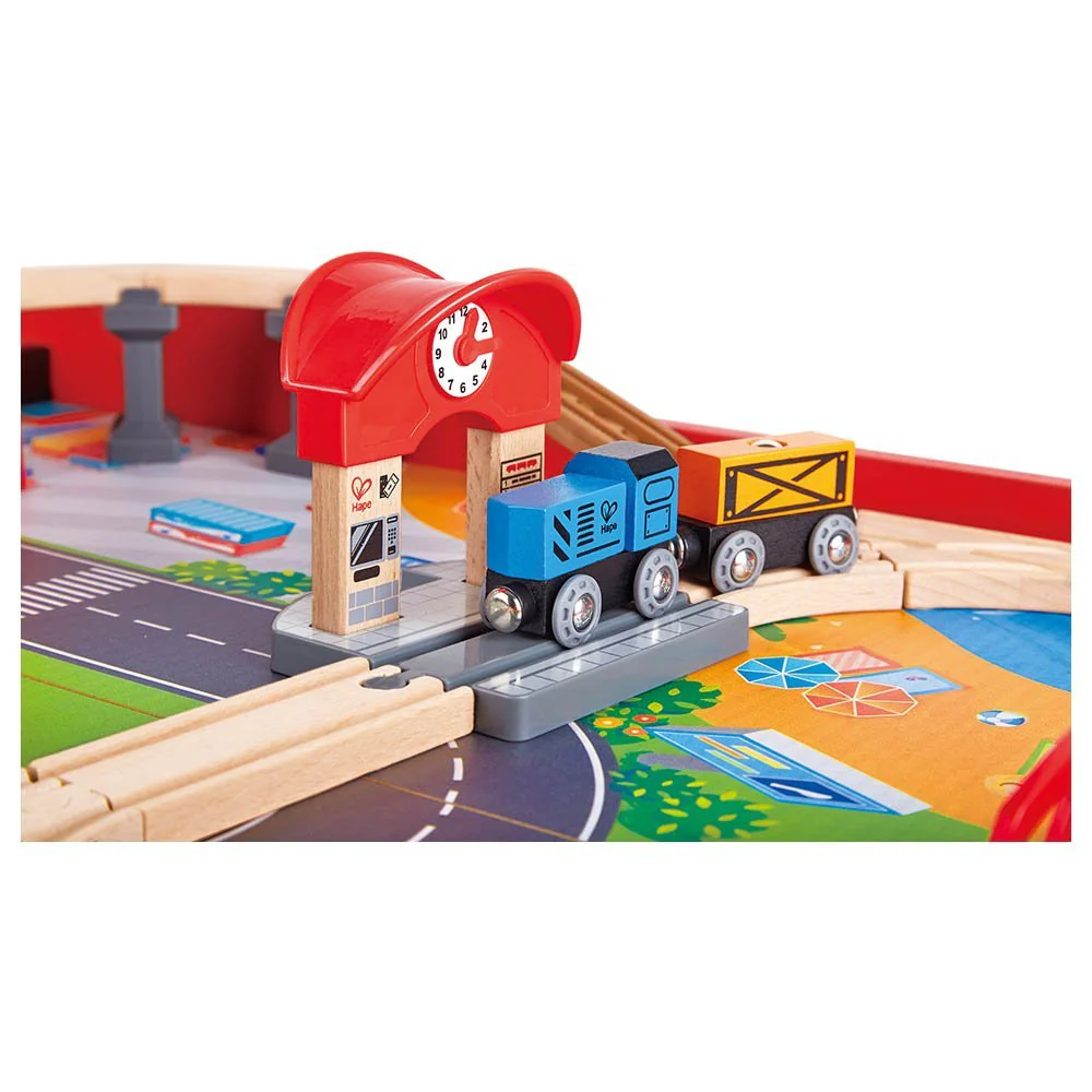 Hape Ride-On Engine Wooden Railway Set Play Table 32pcs - Image 6