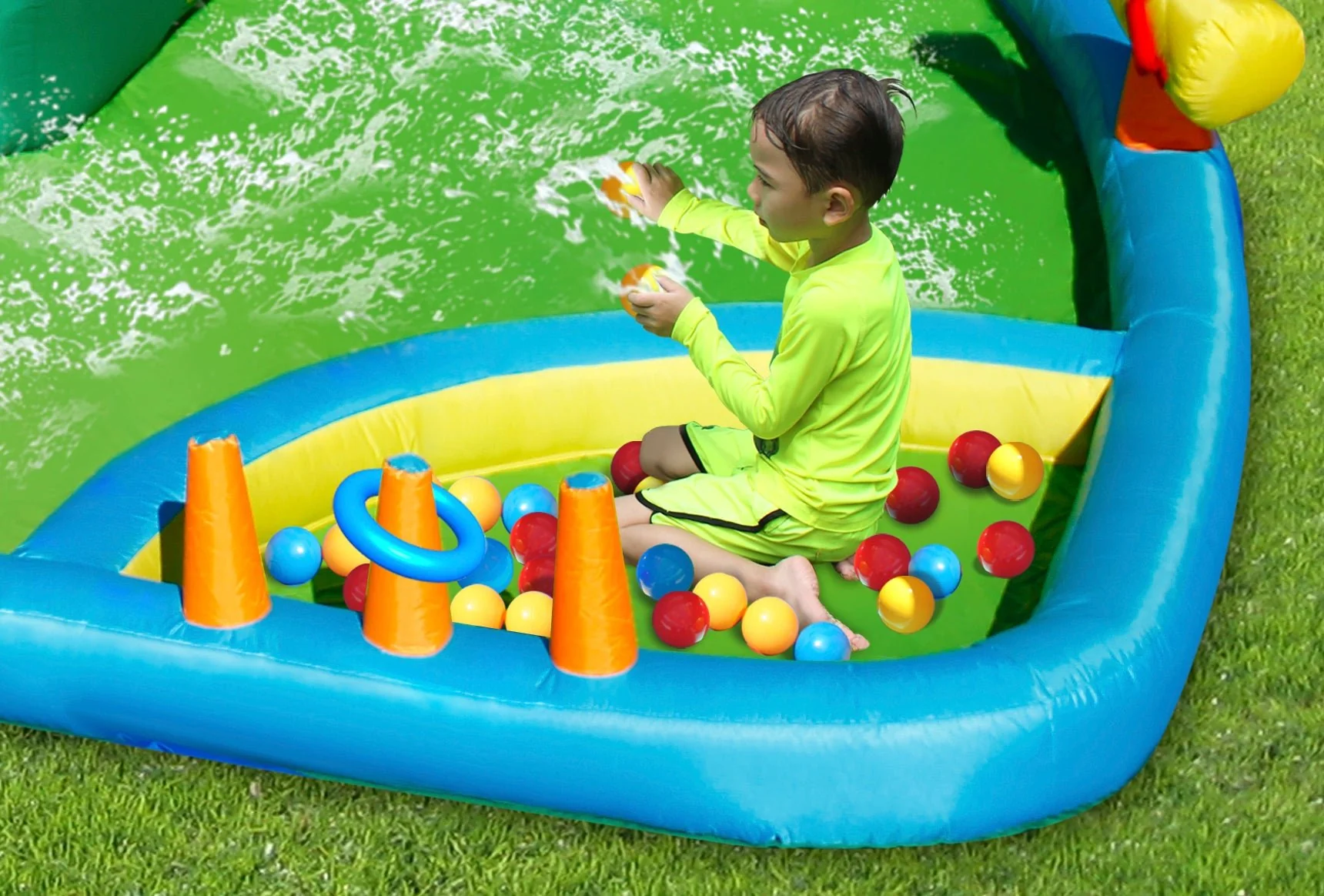 Happy Hop The Oasis 7-in-1 Water Park | Kids Inflatable Slide & Pool - Image 3