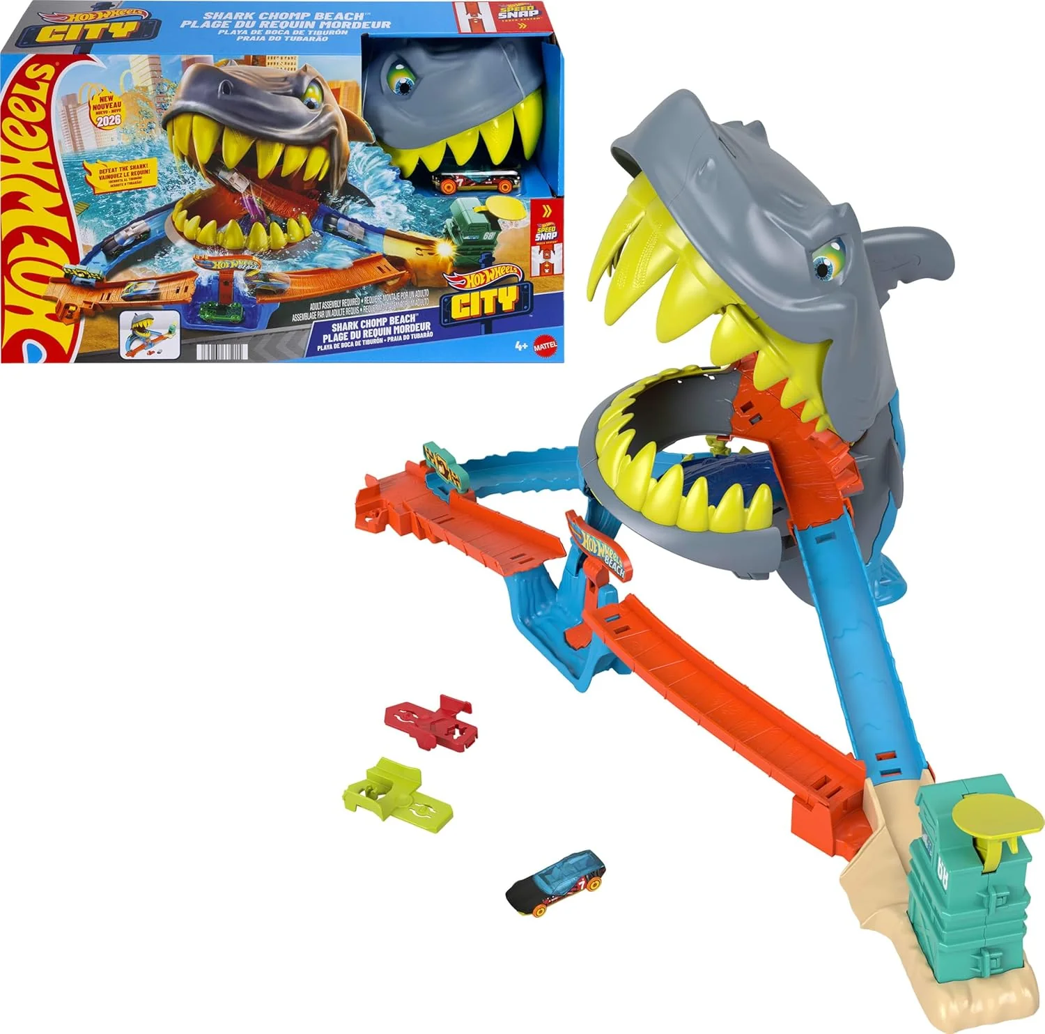 Hot Wheels City Shark Chomp Beach Playset JHL96 - Image 6