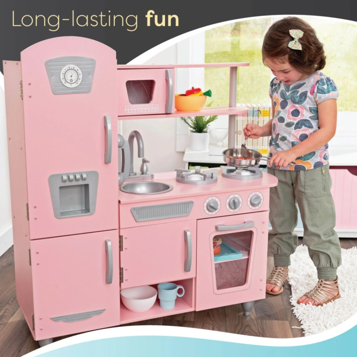 Kidkraft Vintage Play Kitchen Pink 53179 - Image 2