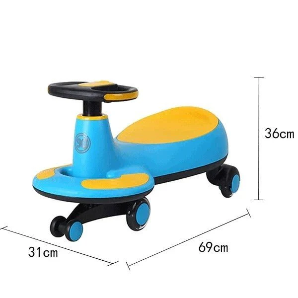 Kids Swing Car With Music & Light Blue/Yellow MN038 - Image 2