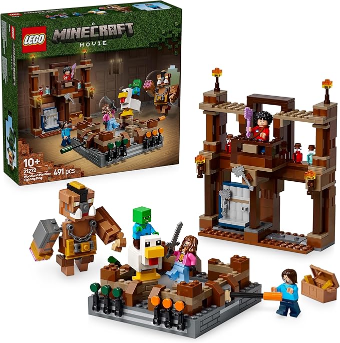 LEGO Minecraft Woodland Mansion Fighting Ring 21272 – Interactive Building Toy with Steve, Garrett, Henry & Baby Zombie Minifigures – Ages 10+