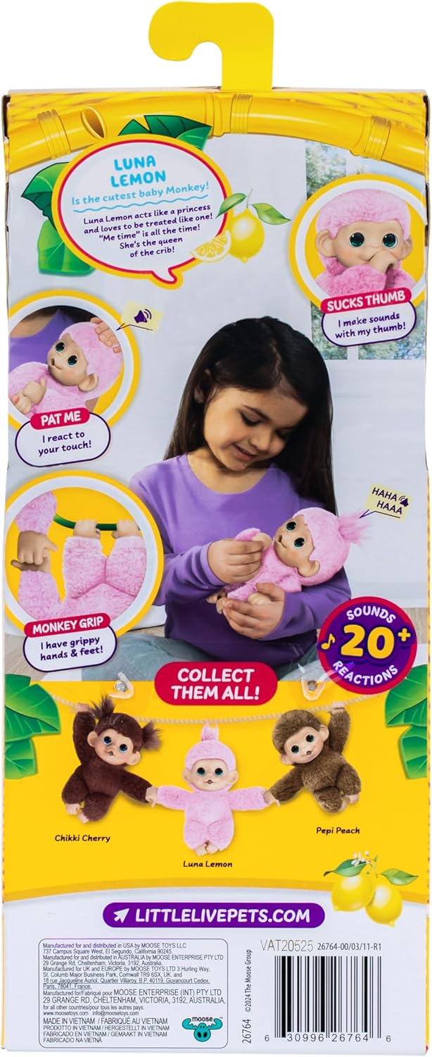 Little Live Pets My Baby S3 Mini Monkey Single Pack Luka Lemon 26764 - Image 2