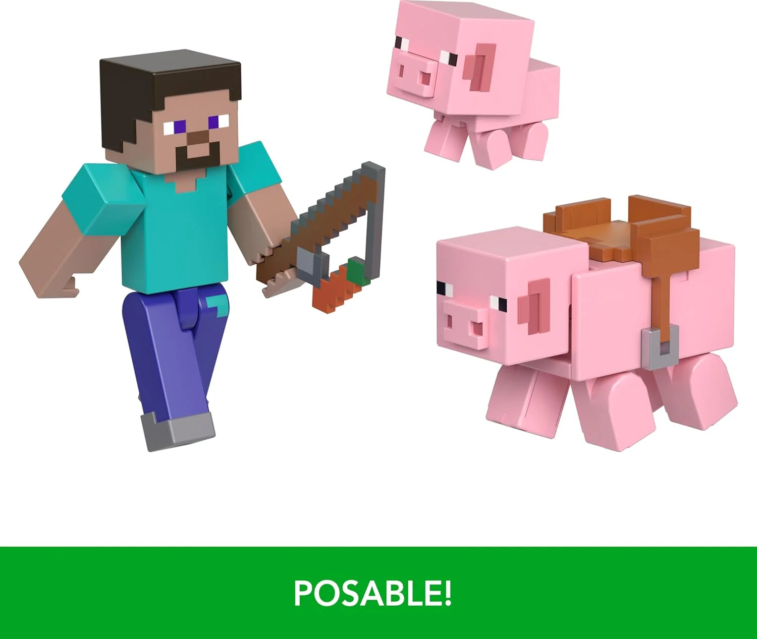 Minecraft Steve & Pigs Action Figure 2-Pack GTT53 - Image 2