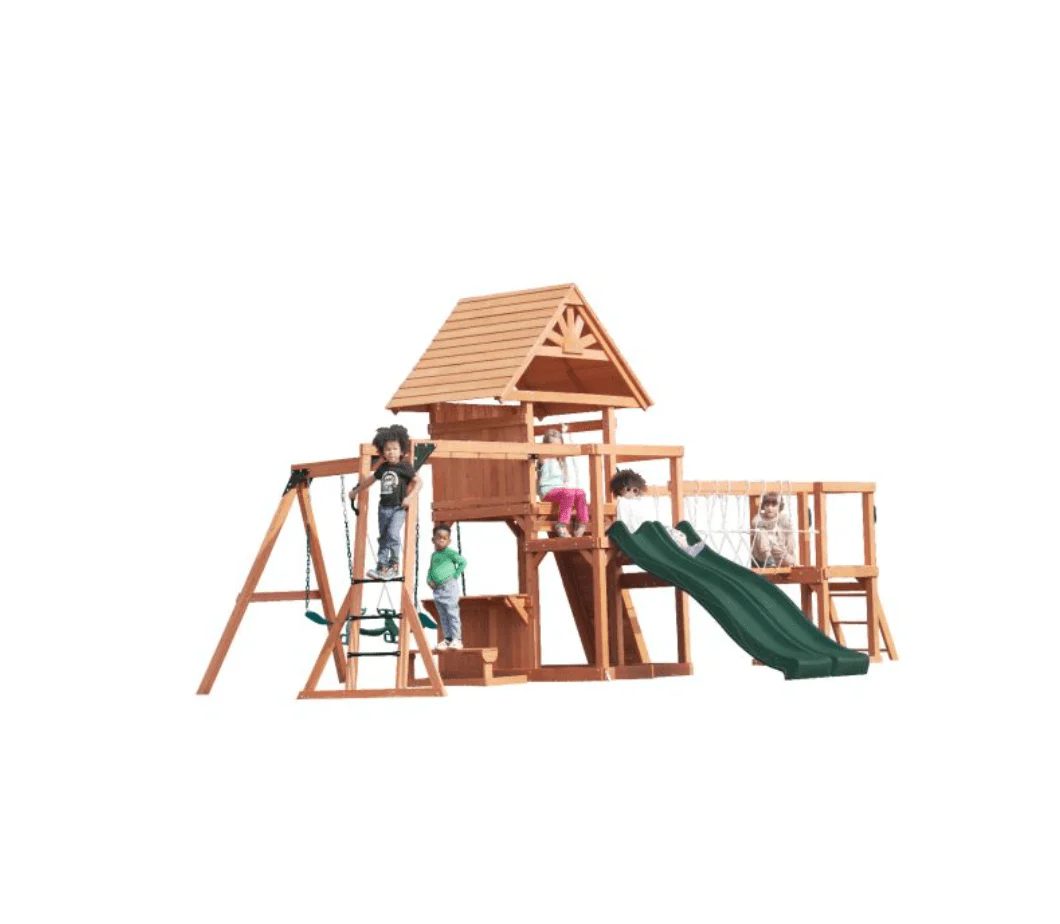Mount Peak - Double Decker Everest Swing Set  & Playhouse with wooden roof MP76143 - Image 4