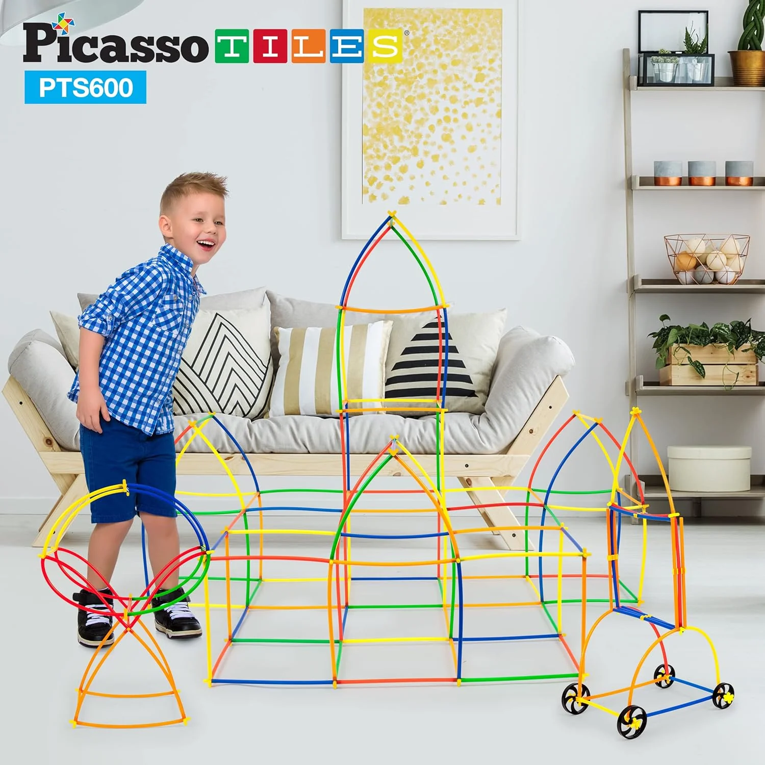 PicassoTiles 600-Piece Magnetic Straw Construction Set – STEM Learning Building Kit (PTS600) - Image 7