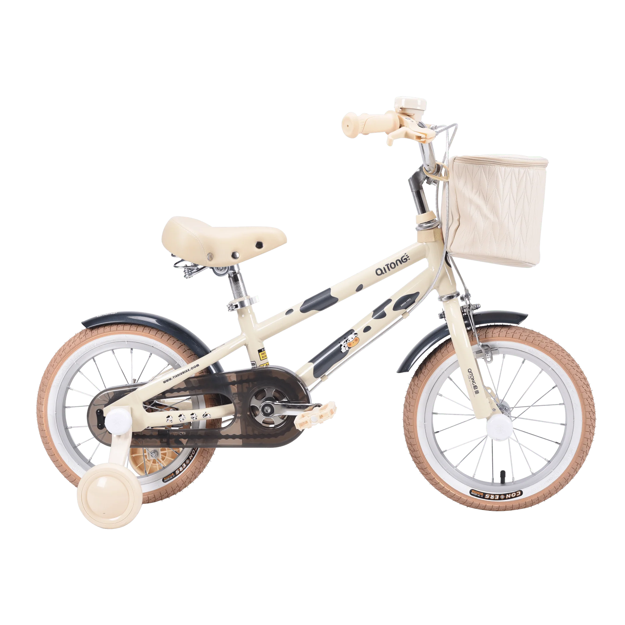 Qitong Cow Bicycle With Basket 14 Inch Green TN24Q61 - Image 2