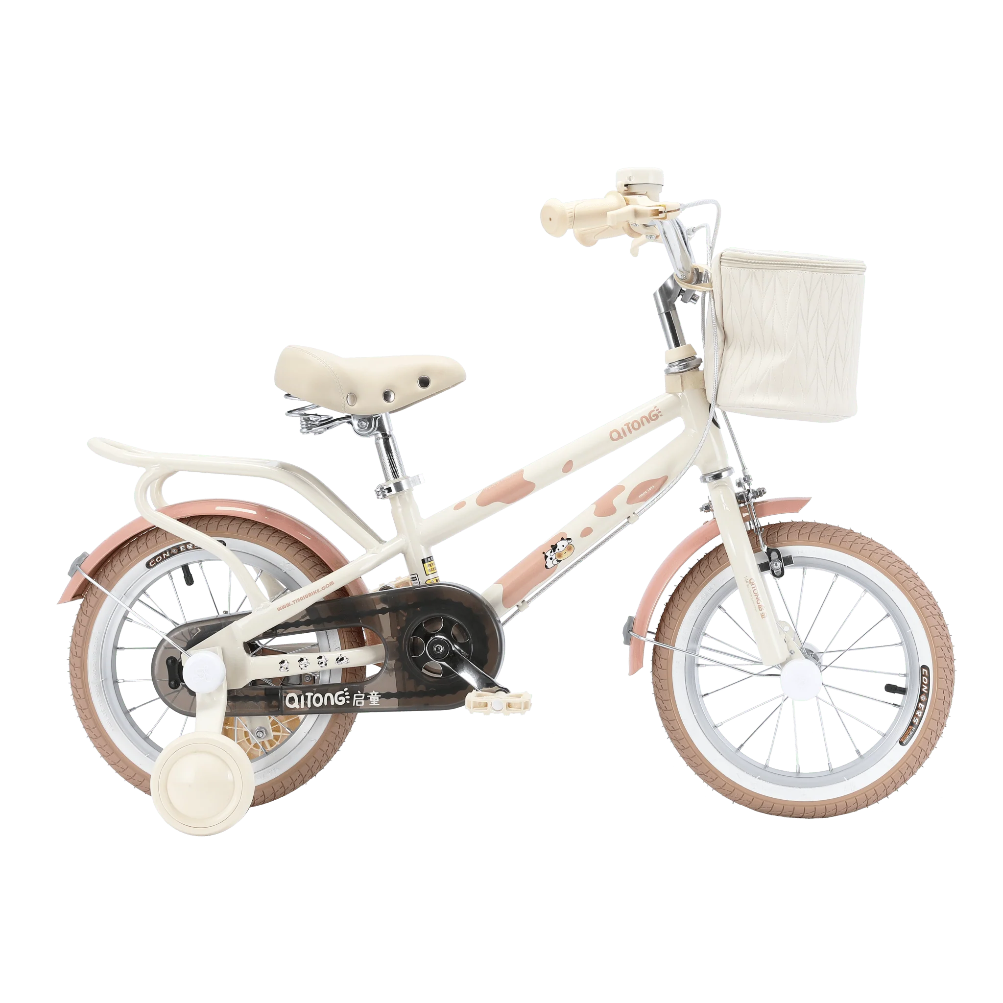 Qitong Cow Bicycle With Basket 16 Inch Pink TN24Q61