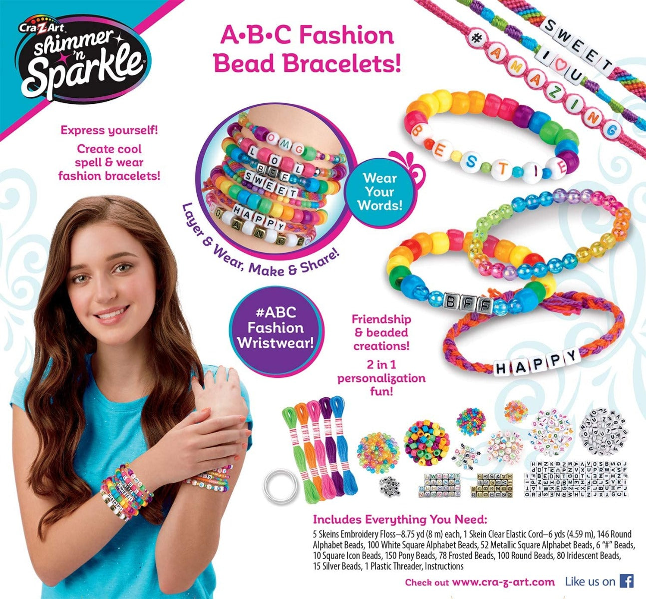 Shimmer n Sparkle ABC Fashion Bead Bracelet 17883 - Image 3