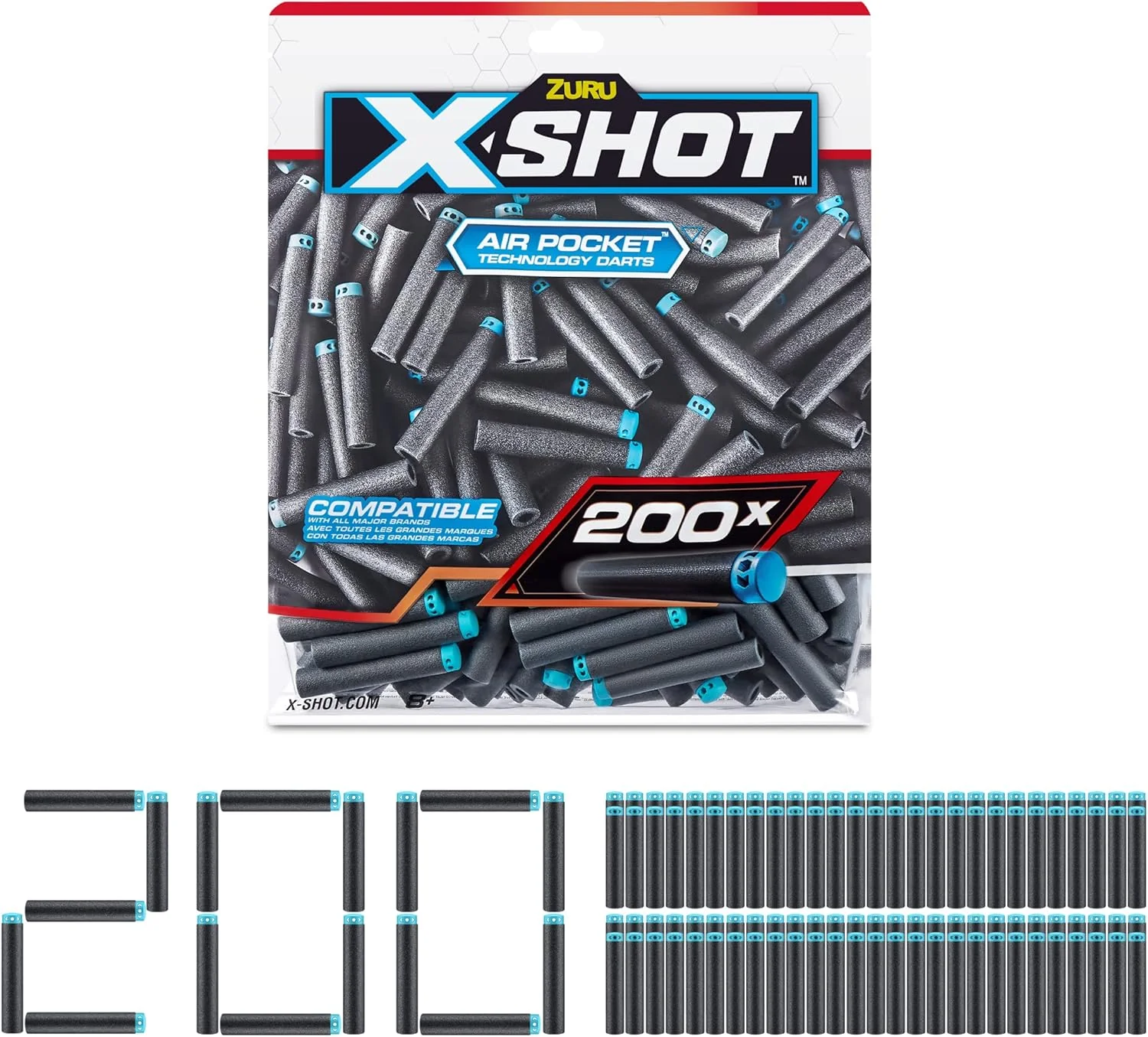 X-Shot Excel 50-Pack Refill Darts Foilbag XS-36588 - Image 7